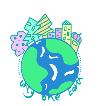 卡通地球环保宣传插画