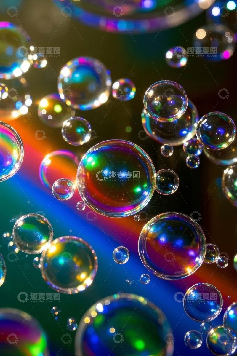 高清大图下载【趣麦麦图】彩色梦幻肥皂气泡特写