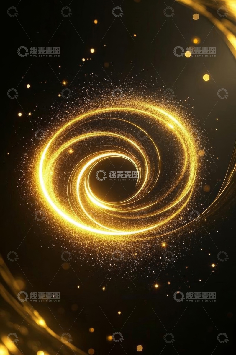 高清大图下载【趣麦麦图】金色抽象粒子旋涡背景