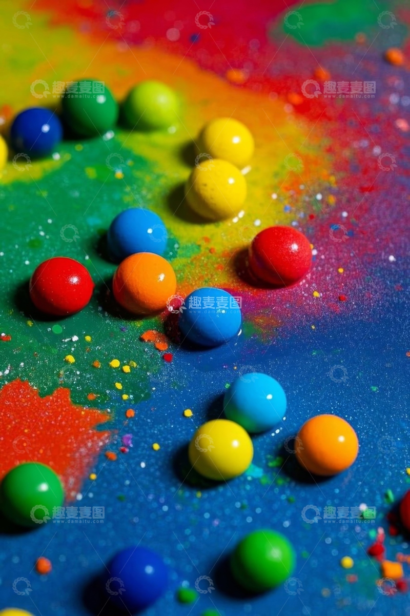 高清大图下载【趣麦麦图】彩色糖果与粉末背景素材