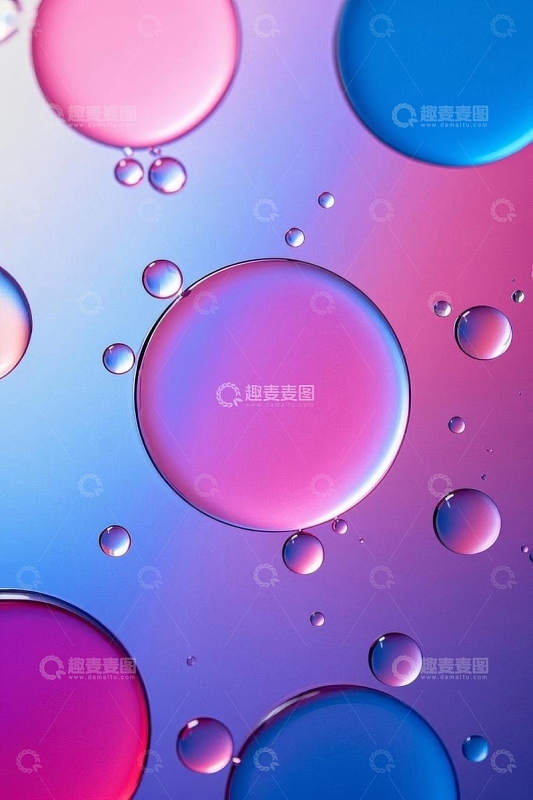 彩色液体油滴微距画面
