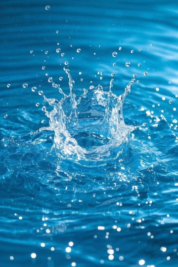 水滴落入水中形成水花瞬间