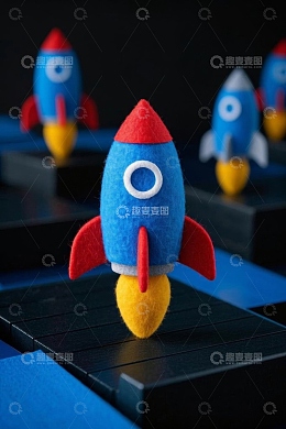 彩色毛毡火箭模型静物图