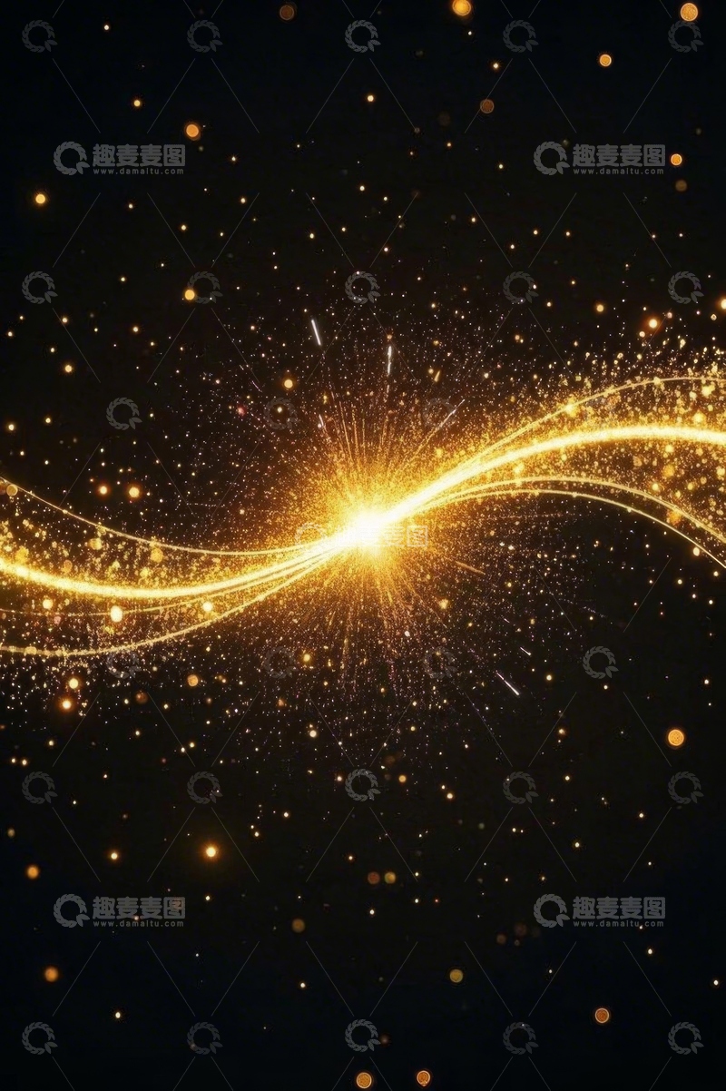 高清大图下载【趣麦麦图】金色粒子发光背景素材