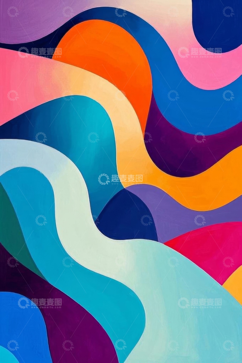 高清大图下载【趣麦麦图】多彩抽象波浪图案背景