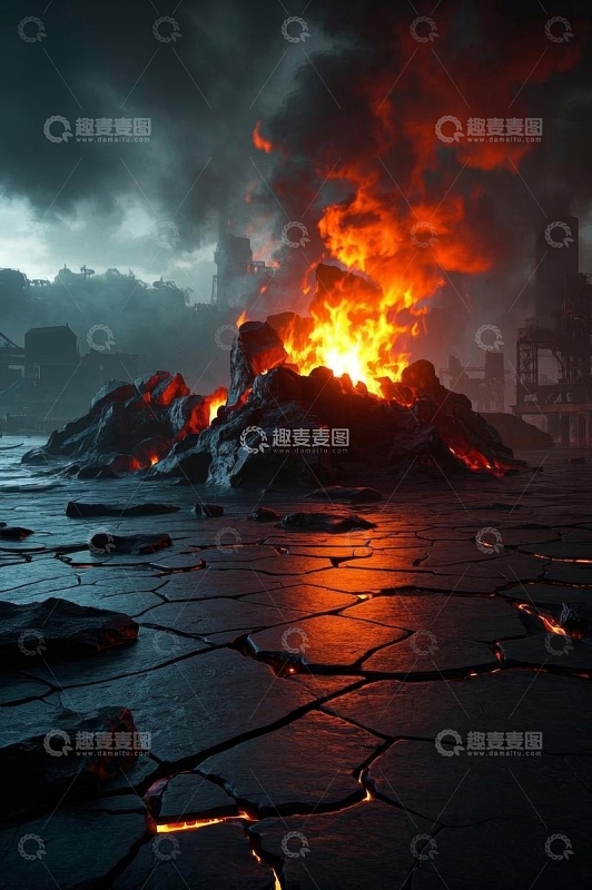 地面岩浆爆发场景