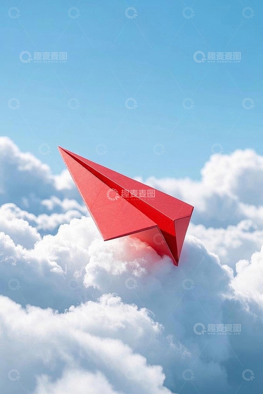 云端上的红色纸飞机