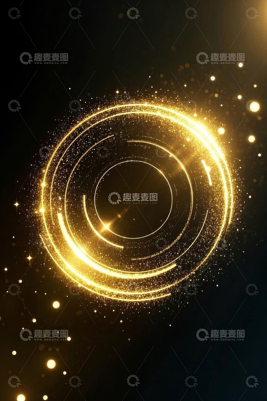 金色粒子环绕的抽象背景素材