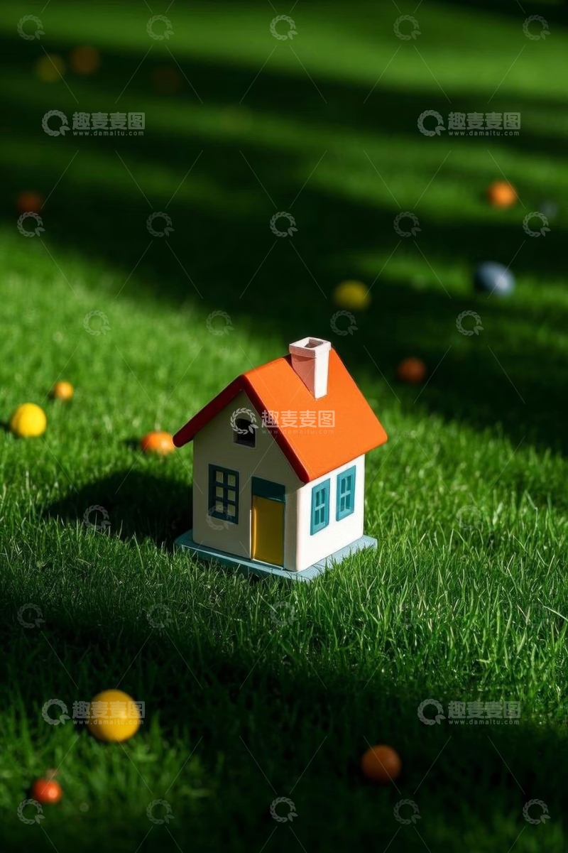 高清大图下载【趣麦麦图】草地上的迷你小房子