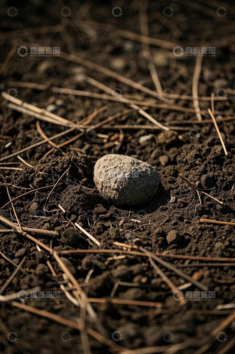 高清大图下载【趣麦麦图】泥土中的石头特写