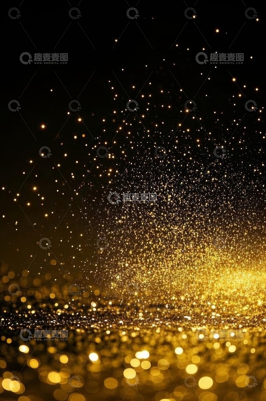 黑色背景下金色粒子特效画面