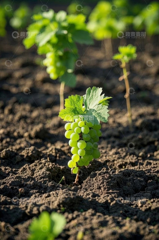 葡萄园中的青葡萄植株