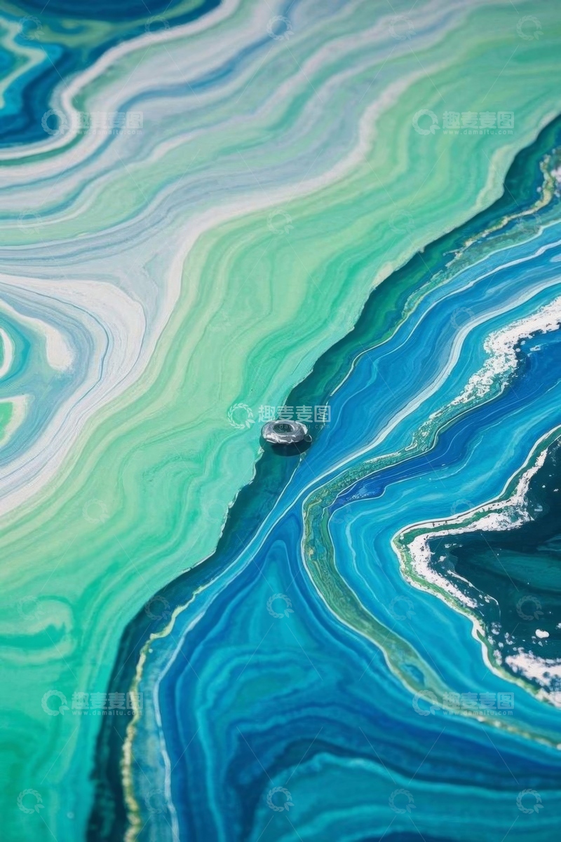 高清大图下载【趣麦麦图】蓝绿相间流体艺术纹理画面