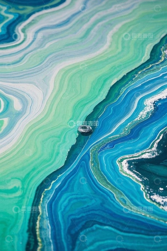 蓝绿相间流体艺术纹理画面