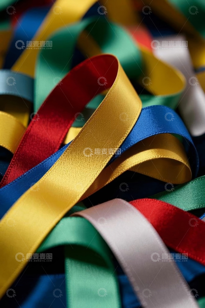 高清大图下载【趣麦麦图】多彩缎带特写