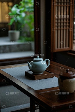 中式室内茶具静物