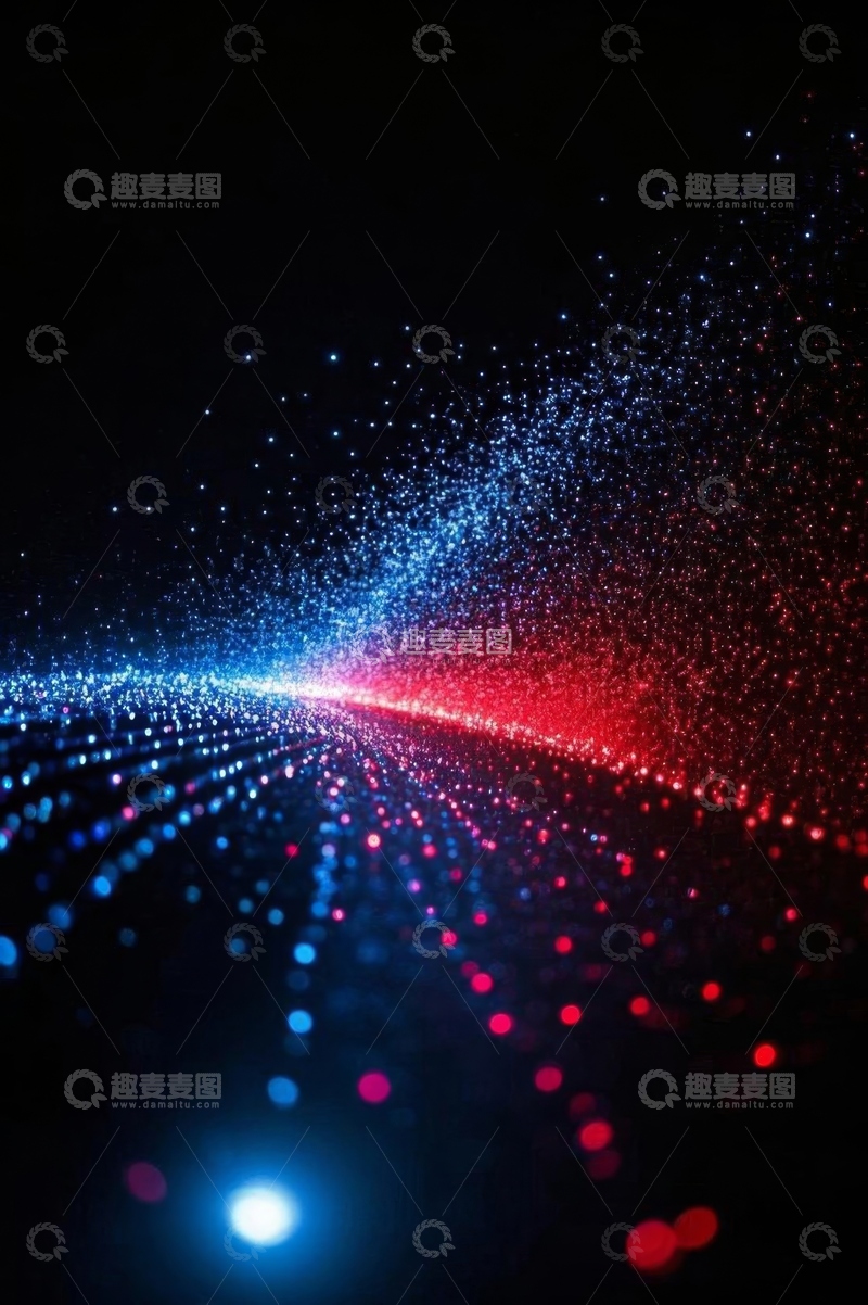 高清大图下载【趣麦麦图】红蓝发光粒子动态背景