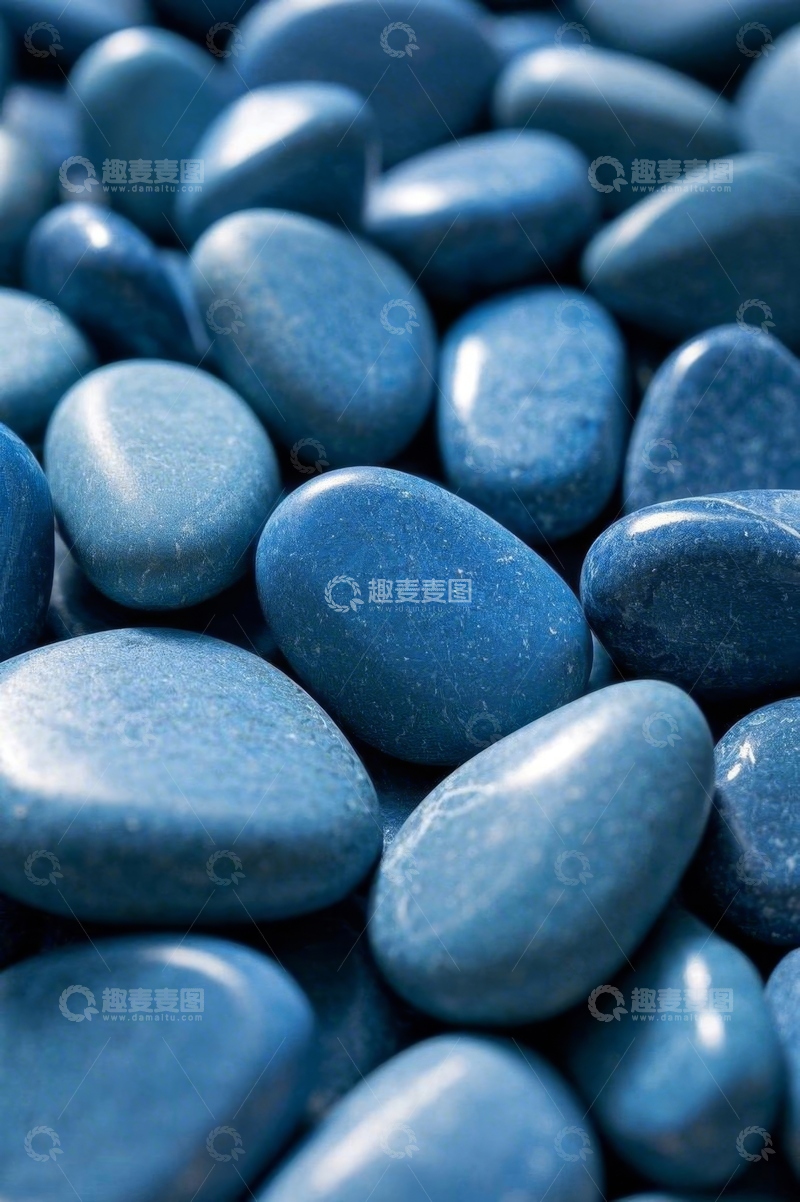 高清大图下载【趣麦麦图】蓝色鹅卵石特写素材