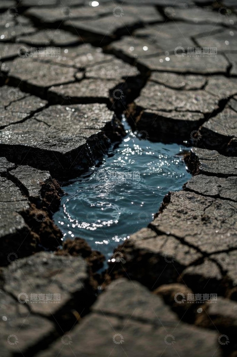 高清大图下载【趣麦麦图】干裂土地上的积水