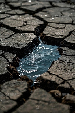 干裂土地上的积水