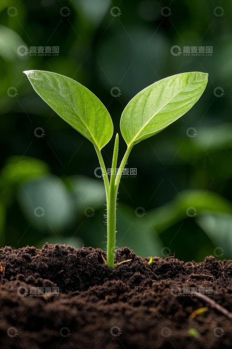 高清大图下载【趣麦麦图】破土而出的嫩绿植物幼苗