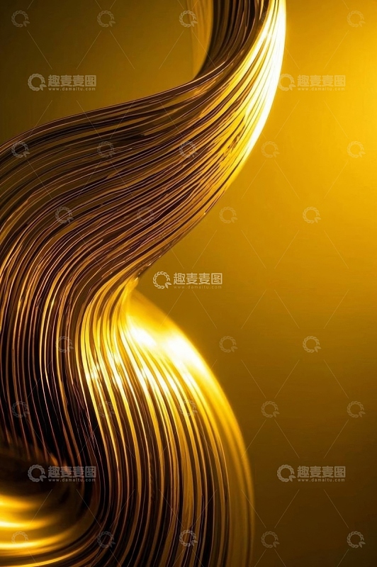 金色抽象发光线条素材