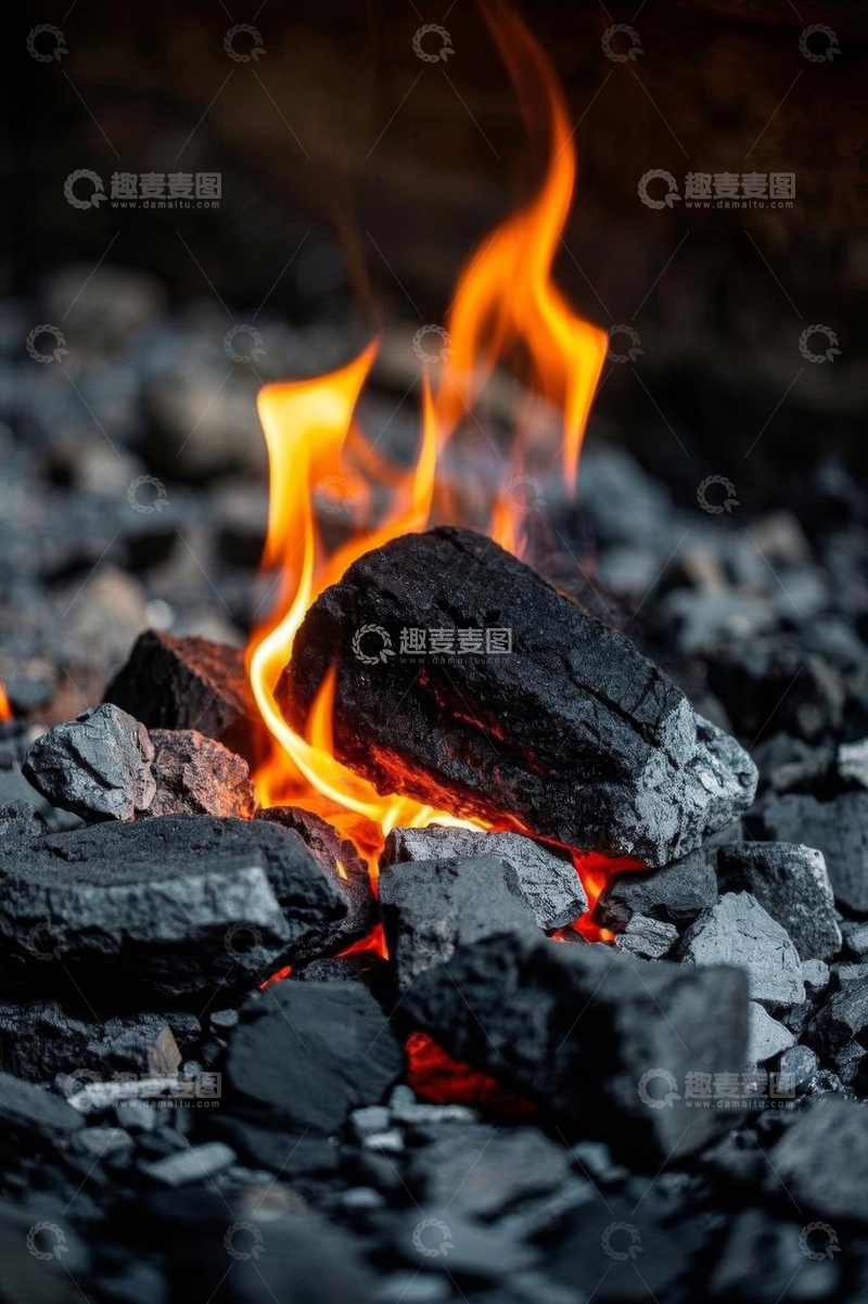 高清大图下载【趣麦麦图】燃烧的炭火特写