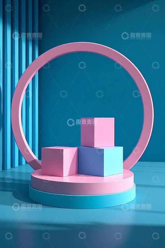 彩色立体几何展示台