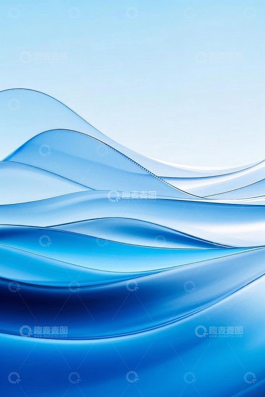 蓝色抽象波浪背景图