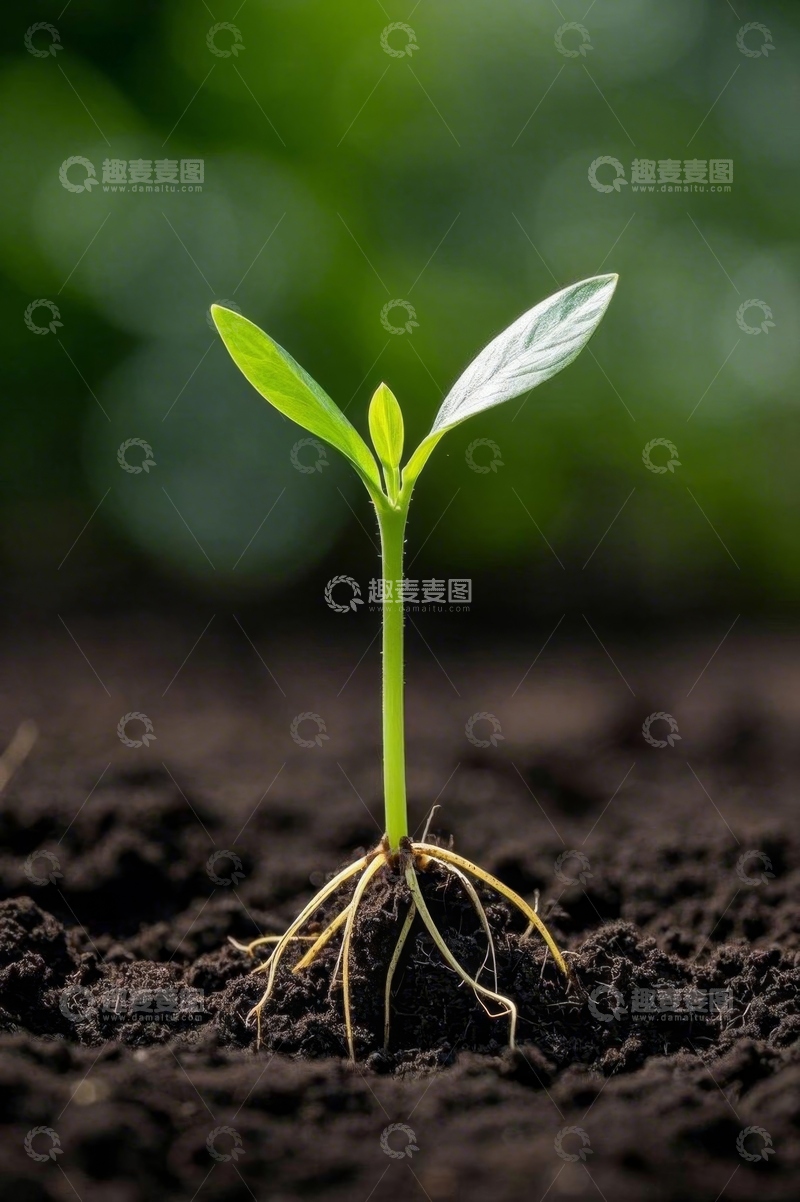高清大图下载【趣麦麦图】破土而出的嫩绿幼苗