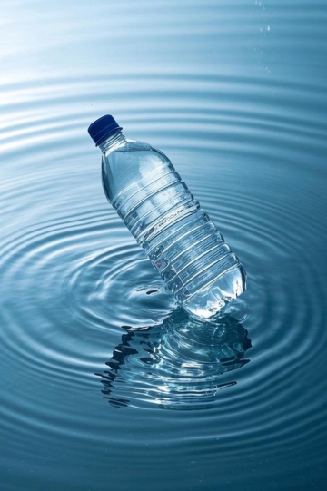 塑料水瓶落入水面场景