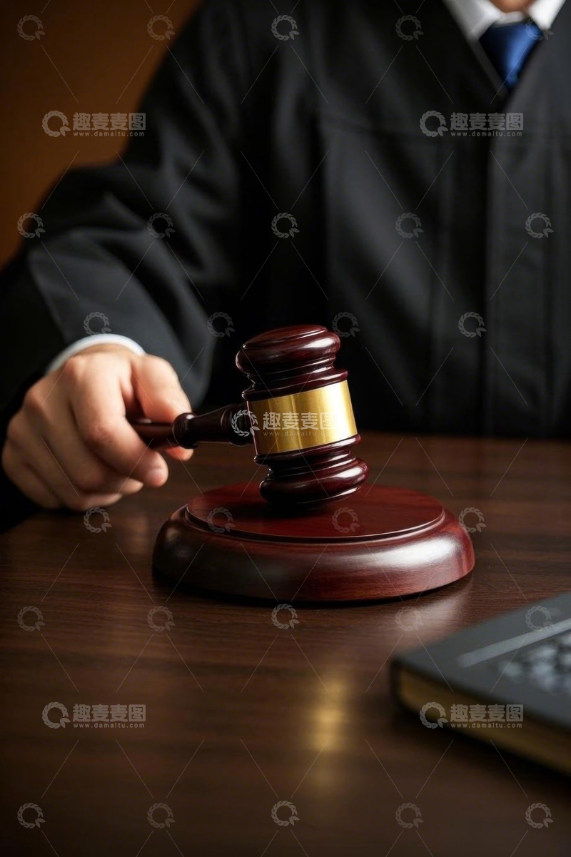 高清大图下载【趣麦麦图】法官手持木槌于法庭场景