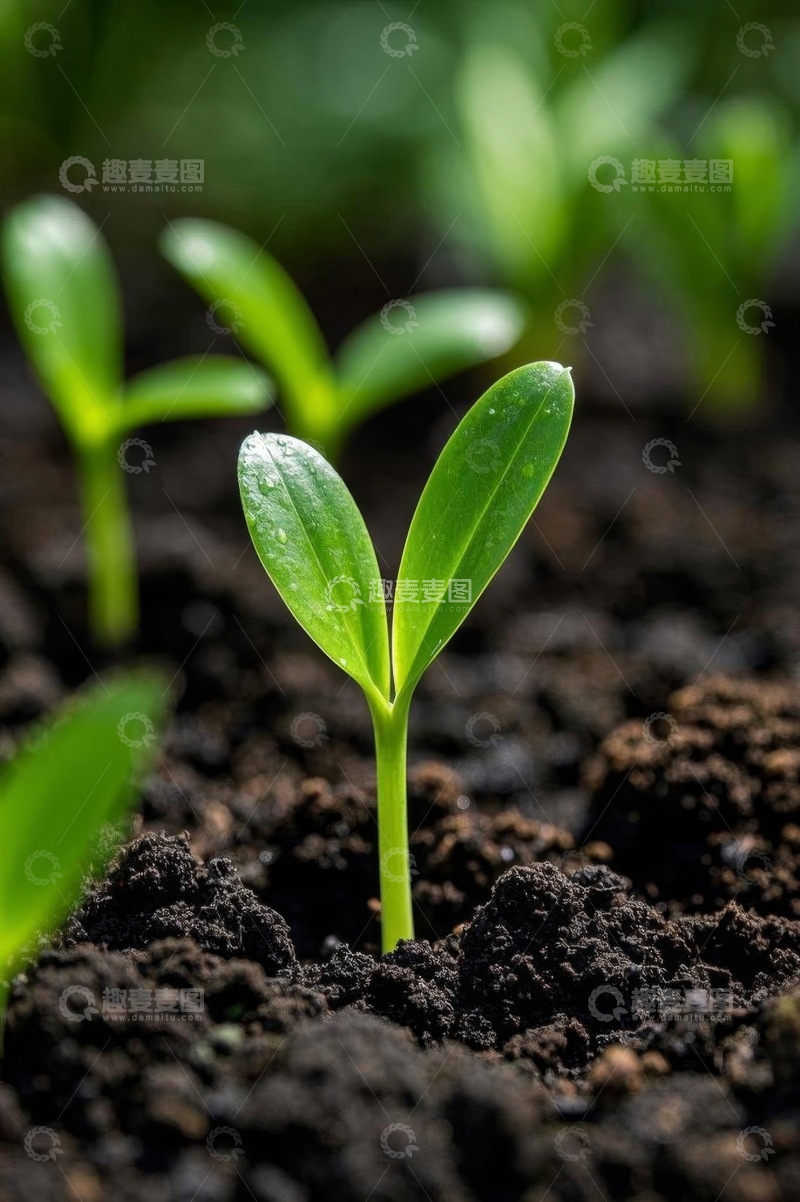 高清大图下载【趣麦麦图】土壤中生长的嫩绿植物
