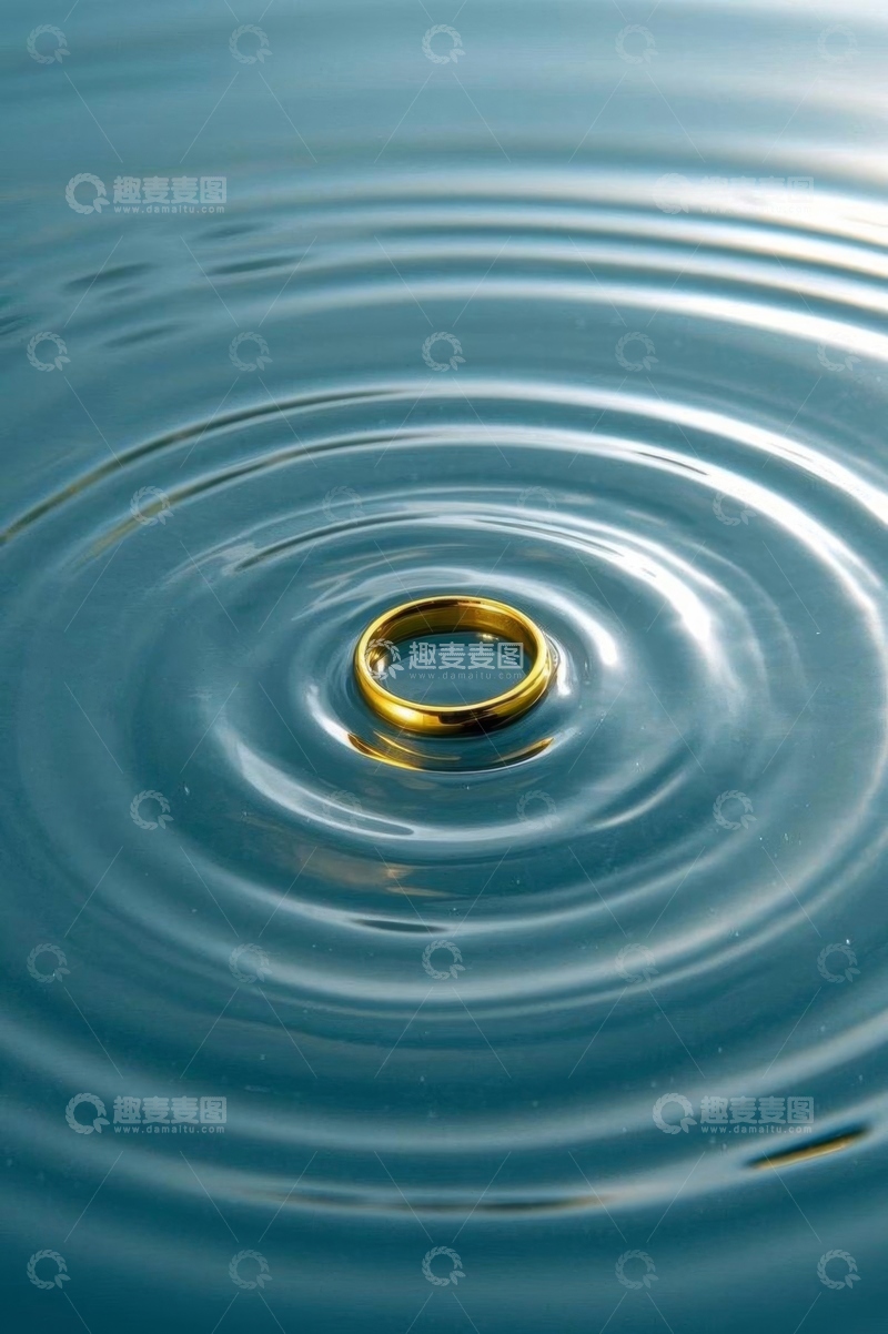 高清大图下载【趣麦麦图】水中金戒指及波纹特写