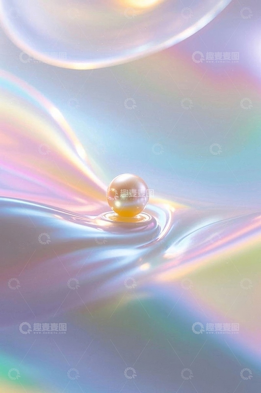 水面上的珍珠与绚丽光影