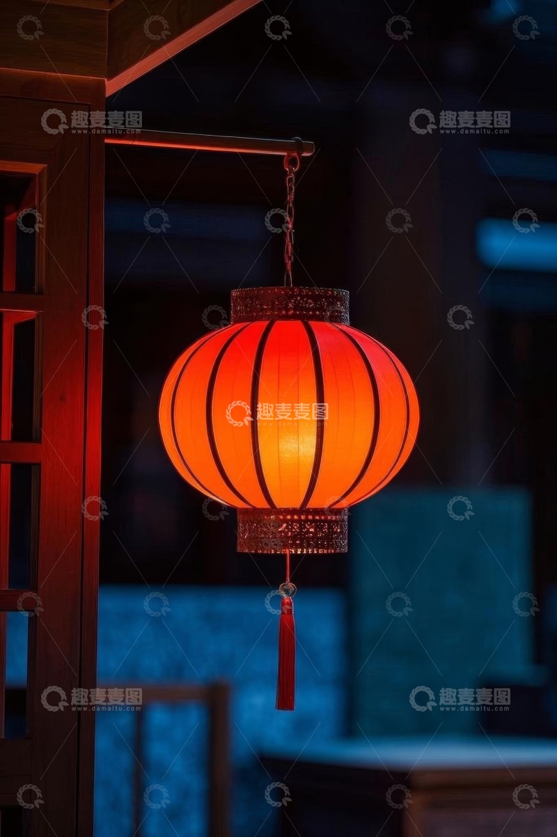 高清大图下载【趣麦麦图】悬挂的中式红灯笼