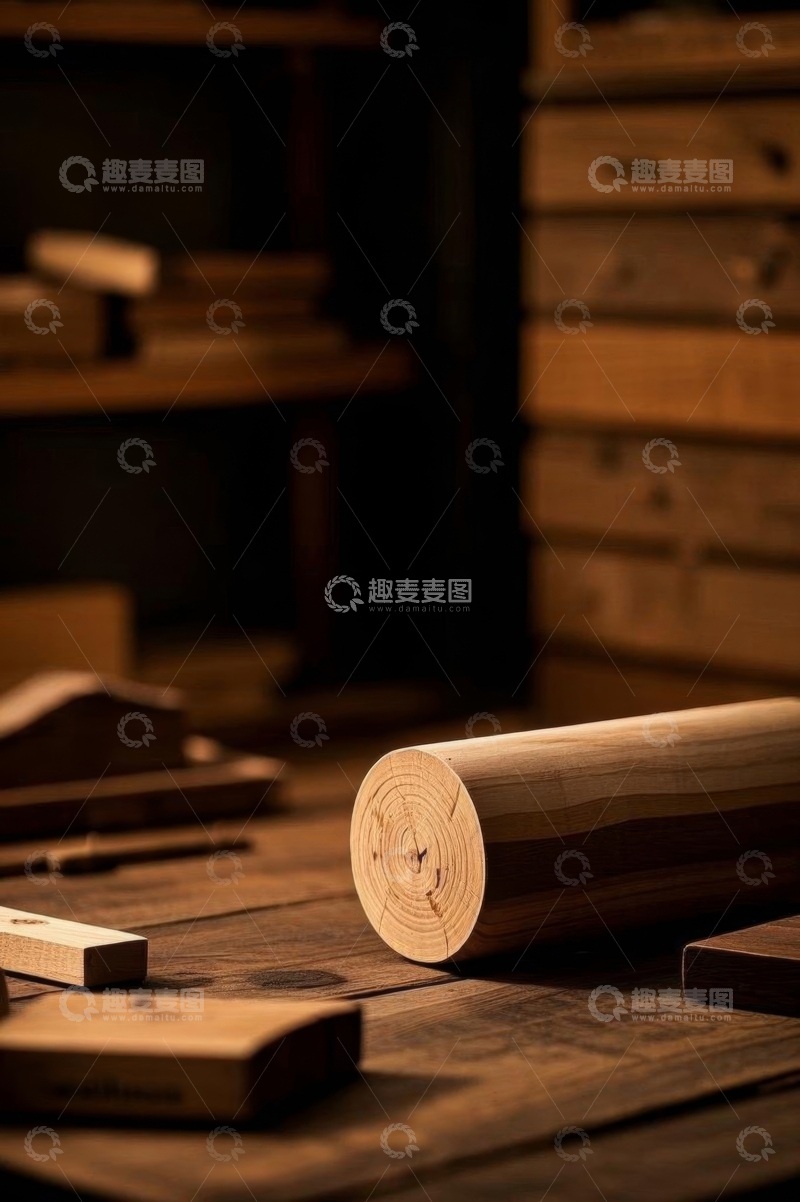 高清大图下载【趣麦麦图】木工车间内的木材特写