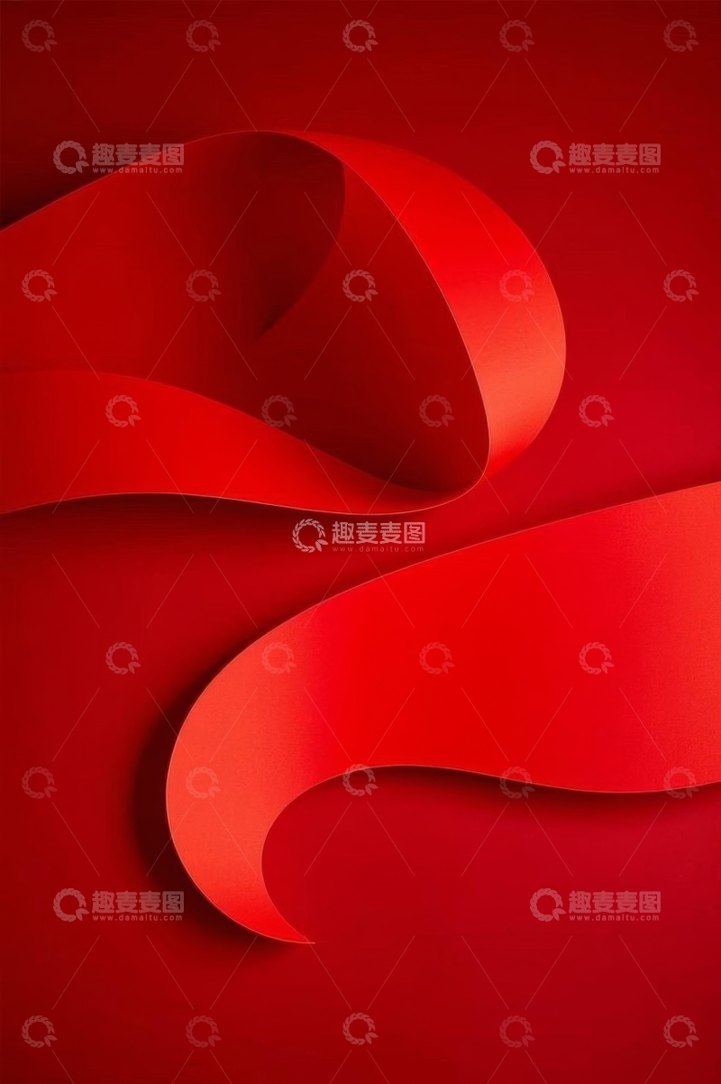 高清大图下载【趣麦麦图】红色飘带抽象设计素材