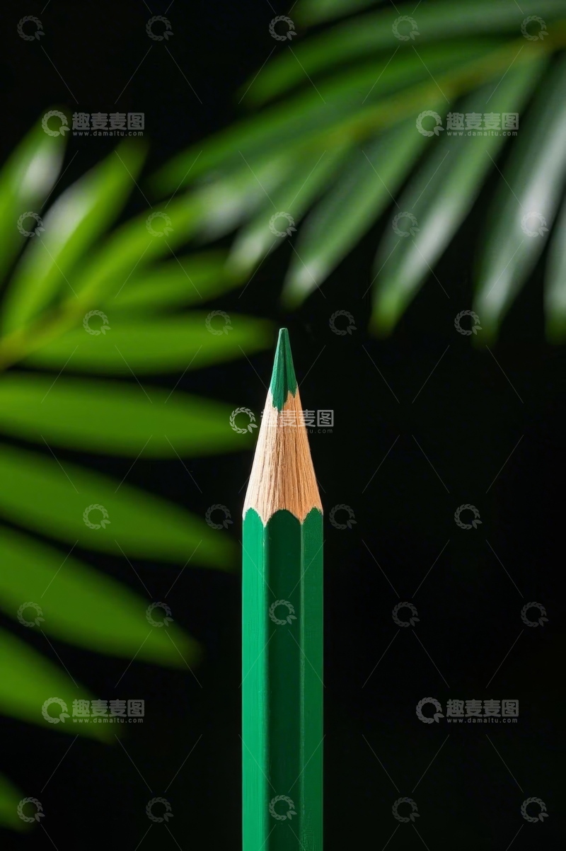 高清大图下载【趣麦麦图】绿色铅笔特写