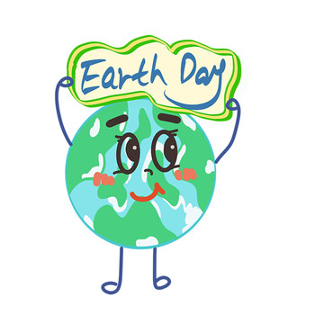 卡通地球庆祝地球日