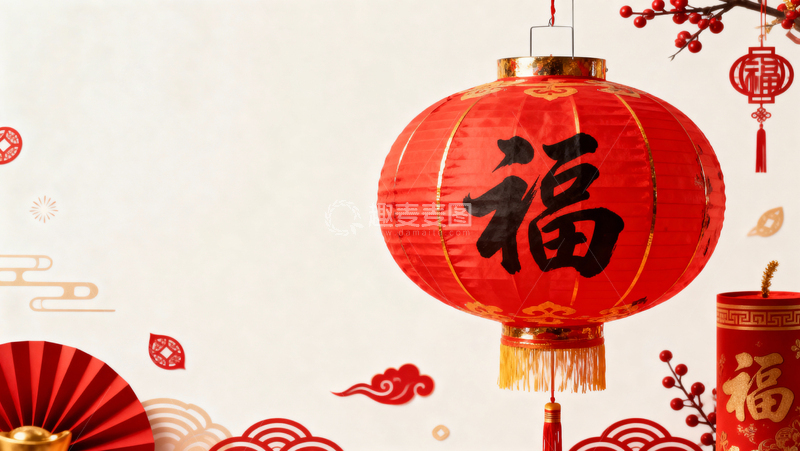 高清大图下载【趣麦麦图】喜庆春节红灯笼福字装饰素材