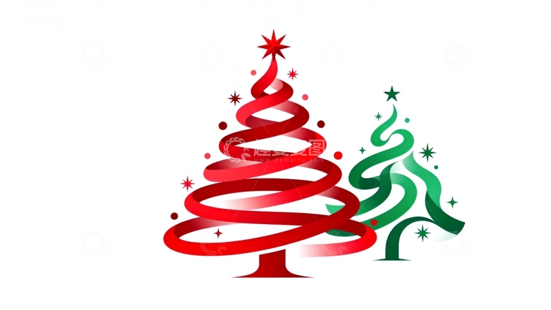 高清大图下载【趣麦麦图】螺旋圣诞树创意矢量图案