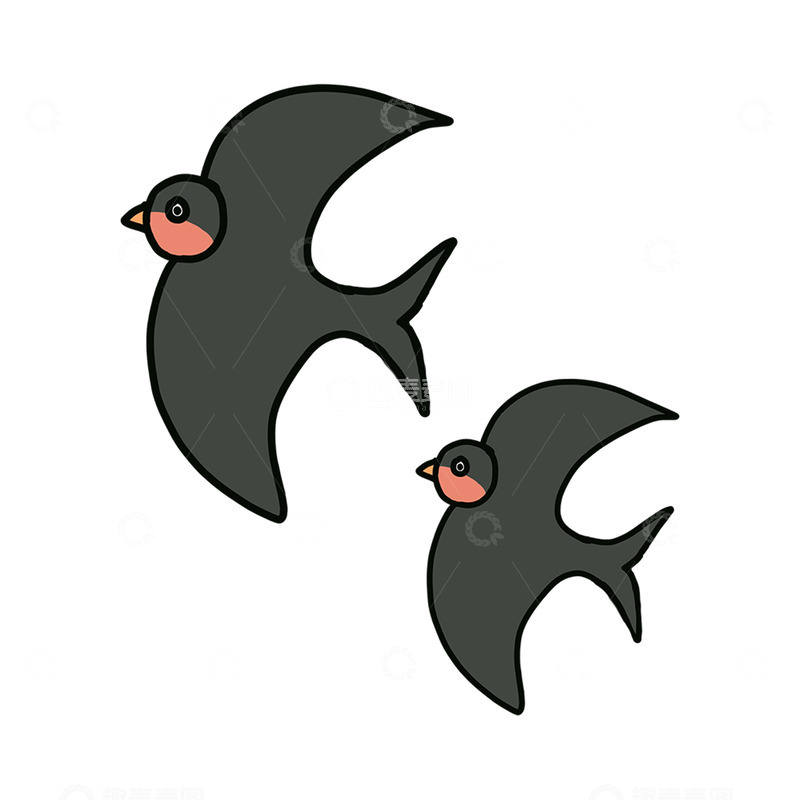 高清大图下载【趣麦麦图】-卡通燕子飞行插画