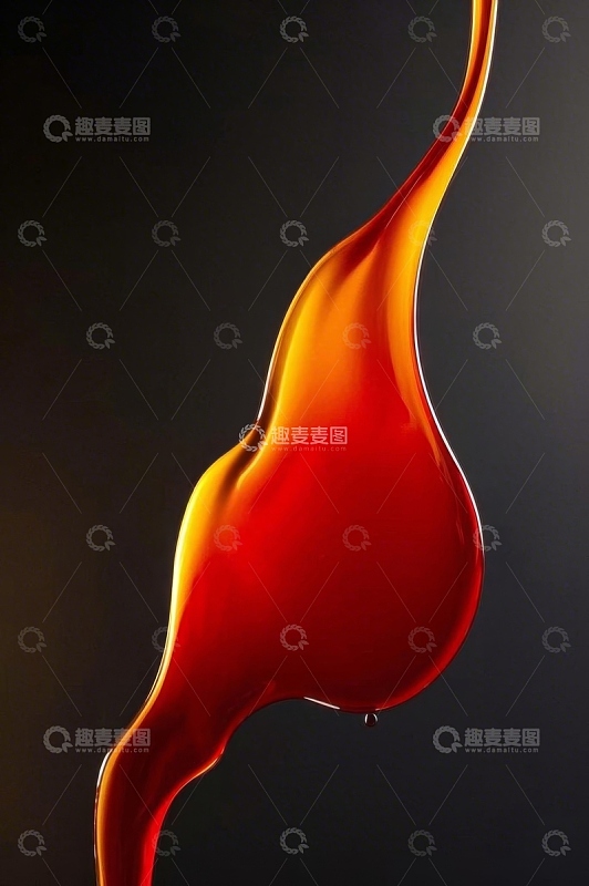 红色液体流动特写画面
