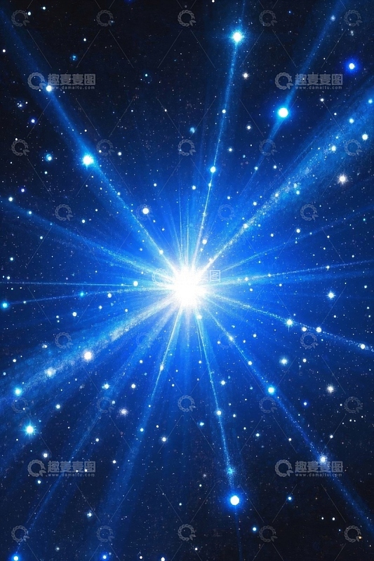 蓝色星空闪耀光芒背景图