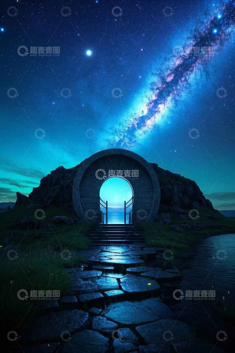 高清大图下载【趣麦麦图】星空下的神秘拱门景观