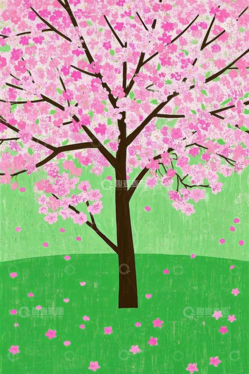 高清大图下载【趣麦麦图】粉色樱花树背景素材