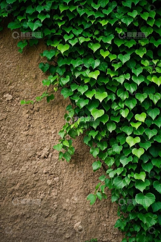 墙面生长的绿色藤蔓植物