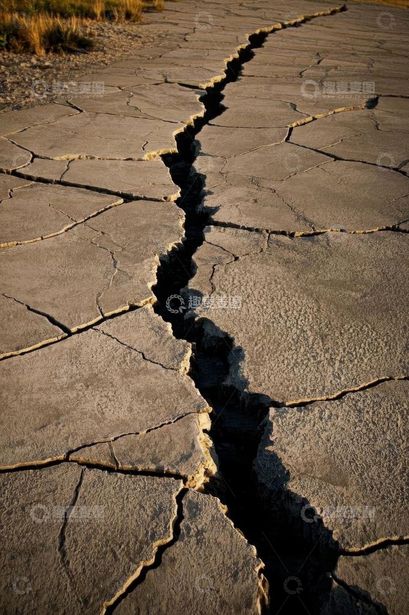 高清大图下载【趣麦麦图】干裂土壤上的巨大裂缝