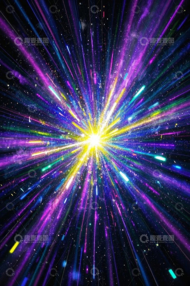 高清大图下载【趣麦麦图】绚丽宇宙星空光线放射画面